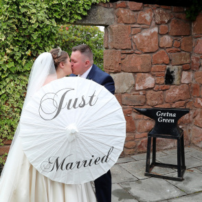 Just married at the Mill Forge ruin